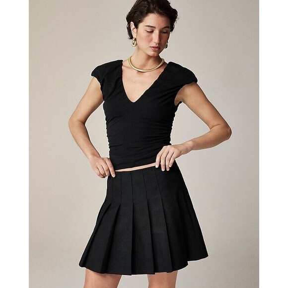 J. Crew J.Crew Ruched V Neck Top Shirt Stretch Cotton Blend NWT Size S Small - Picture 2 of 8